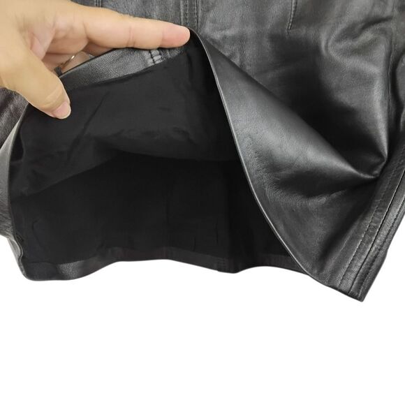 H&M Black Leather Mini Skirt Size 2 with Side Zip - Picture 11 of 11